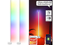 Luminea Home Control 2er-Set WLAN-Steh-/Eck-Leuchten mit RGB-CCT-IC-LEDs, 12 W, App, weiß; WLAN-LED-Lampen E27 RGBW 