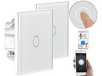 Luminea Home Control 2er-Set Touch-WLAN-Lichtschalter, für Siri, Alexa & Google Assistant; WLAN-Touch-Lichttaster & -Dimmer WLAN-Touch-Lichttaster & -Dimmer WLAN-Touch-Lichttaster & -Dimmer WLAN-Touch-Lichttaster & -Dimmer 