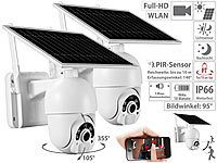 7links 2er-Set Pan-Tilt-Überwachungskameras, Full HD, WLAN, Akku, Solarpanel; Outdoor-WLAN-IP-Überwachungskameras 