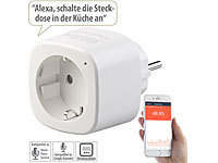 Luminea Home Control WLAN-Steckdose mit Energiekostenmesser, App und Sprachsteuerung; WLAN-Steckdosen, Outdoor-WLAN-Steckdosen mit Strommess-Funktion WLAN-Steckdosen, Outdoor-WLAN-Steckdosen mit Strommess-Funktion WLAN-Steckdosen, Outdoor-WLAN-Steckdosen mit Strommess-Funktion 