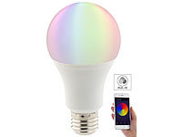 Luminea Home Control WLAN-LED-Lampe, komp. mit Amazon Alexa & Google Assistant, E27, RGBW; WLAN-Steckdosen mit Stromkosten-Messfunktion 
