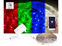 Luminea WLAN-LED-Streifen, RGBW, 5 m, Amazon Alexa & Google Assistant komp.; WLAN-LED-Streifen-Sets weiß WLAN-LED-Streifen-Sets weiß 