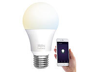 Luminea Home Control WLAN-LED-Lampe, E27, 806 lm, für Amazon Alexa & Google Assistant, CCT; WLAN-LED-Lampen E27 RGBW 