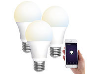 Luminea Home Control 3er-Set WLAN-LED-Lampen, E27, 806lm, für Alexa & Google Assistant, CCT; WLAN-LED-Lampen E27 RGBW WLAN-LED-Lampen E27 RGBW WLAN-LED-Lampen E27 RGBW 