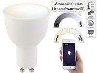 Luminea Home Control WLAN-LED-Lampe, komp. zu Amazon Alexa & Google Assistant, GU10, CCT; WLAN-LED-Lampen E27 RGBW 