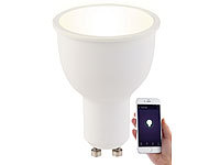 Luminea Home Control WLAN-LED-Lampe, Amazon Alexa & Google Assistant komp., GU10, warmweiß; WLAN-LED-Lampen E27 RGBW 