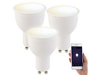 Luminea 3er-Set WLAN-LED-Lampen, Amazon Alexa & Google Assistant komp., GU10