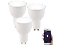 Luminea 3er-Set WLAN-LED-Lampen GU10, komp. mit Alexa, tageslichtweiß, F; LED-Spots GU10 (warmweiß) LED-Spots GU10 (warmweiß) LED-Spots GU10 (warmweiß) 
