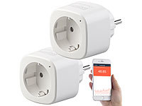 Luminea Home Control 2er-Set WLAN-Steckdosen, Amazon Alexa & Google Assistant komp., 16 A; WLAN-Steckdosen, Outdoor-WLAN-Steckdosen mit Strommess-Funktion WLAN-Steckdosen, Outdoor-WLAN-Steckdosen mit Strommess-Funktion WLAN-Steckdosen, Outdoor-WLAN-Steckdosen mit Strommess-Funktion 