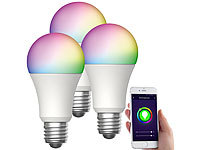Luminea Home Control 3er-Set WLAN-LED-Lampen, für Amazon Alexa, GA, E27, RGBW, 15 W; WLAN-LED-Lampen GU10 RGBW WLAN-LED-Lampen GU10 RGBW WLAN-LED-Lampen GU10 RGBW 