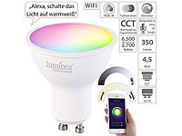 Luminea Home Control WLAN-LED-Spot, GU10, RGB-CCT, 4,5W (ersetzt 35W), F, 350 lm, 100°, App; WLAN-LED-Lampen E27 RGBW WLAN-LED-Lampen E27 RGBW WLAN-LED-Lampen E27 RGBW WLAN-LED-Lampen E27 RGBW