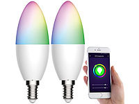 Luminea Home Control 2er-Set WLAN-LED-Kerze, E14, RGB-CCT, 5,5 W (ersetzt 40 W), 470lm, App