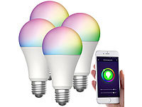 Luminea Home Control 4er-Set WLAN-LED-Lampen, für Amazon Alexa/GA, E27, RGB, CCT, 12 W