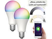 Luminea Home Control RGBW LED Lampen, WLAN Leuchtmittel E27