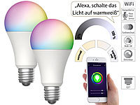 Luminea Home Control 2er-Set WLAN-LED-Lampe, E27, RGB-CCT, 9W (ersetzt 75W), F, 800 lm, App; WLAN-LED-Lampen GU10 RGBW WLAN-LED-Lampen GU10 RGBW WLAN-LED-Lampen GU10 RGBW WLAN-LED-Lampen GU10 RGBW 