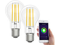 Luminea Home Control LED-Filament-Lampe, komp. zu Amazon Alexa / GA, 6500 K 2er-Set