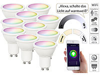 Luminea Home Control 10er-Set WLAN-LED-Spots, GU10, RGB-CCT, 4,5 Watt, F; 350 lm, 100°, App; WLAN-LED-Lampen E27 RGBW WLAN-LED-Lampen E27 RGBW WLAN-LED-Lampen E27 RGBW WLAN-LED-Lampen E27 RGBW