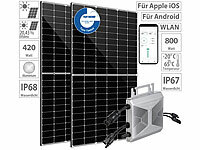 revolt Solar-Set: 2x 430-W-Solarmodul, 800-Watt-Mikroinverter, Einspeisekabel; Solarpanels, Solarpanels faltbar Solarpanels, Solarpanels faltbar 