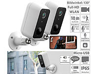 VisorTech 2er-Set Outdoor-IP-Überwachungskamera, Full HD, WLAN & App, Akku, IP65; Überwachungskameras (Funk) Überwachungskameras (Funk) Überwachungskameras (Funk) 