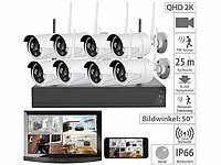 VisorTech Funk-Überwachungssystem: HDD-Rekorder, 8 Full-HD-Kameras, App-Zugriff; Kamera-Attrappen 