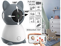 7links WLAN-Video-Babyphone, per App dreh & schwenkbares Objektiv, Full-HD; WLAN-IP-Überwachungskameras mit Objekt-Tracking & App 