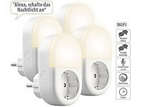 Luminea Home Control 4er-Set WLAN-Steckdose mit LED-Nachtlicht, App & Sprachsteuerung, 16 A