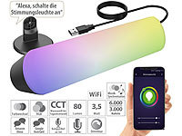 Luminea Home Control WLAN-USB-Stimmungsleuchte mit RGB+CCT-LEDs, App, 80 lm, 3,5 W, schwarz; WLAN-LED-Steh-/Eck-Leuchten mit App 