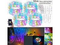 Luminea Home Control Lichterkette RGB LED, WiFi-RGB-Lichterkette