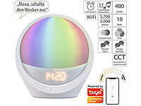 auvisio WLAN-Lichtwecker, Sonnenaufgang, CCT-LEDs und 7 Farben, App, 400 lm