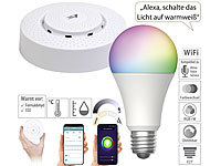 AGT Set aus 5in1-Luftqualitäts-Sensor mit Datenlogger & WLAN-LED-Lampe (F)