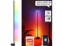 Luminea Home Control WLAN-Steh-/Eck-Leuchte mit RGBW-IC-LEDs, 12W, dimmbar, App, schwarz; WLAN-LED-Lampen E27 RGBW 