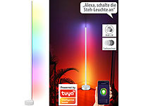Luminea Home Control WLAN-Steh-/Eck-Leuchte mit RGBW-IC-LEDs, 12 W, dimmbar, App, weiß; WLAN-LED-Lampen GU10 RGBW 
