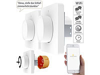 Luminea Home Control 2er-Set WLAN-Unterputz-Lichtschalter mit Dreh & Drück-Funktion, App