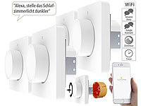 Luminea Home Control 4er-Set WLAN-Unterputz-Lichtschalter & Dimmer, Dreh & Drück-Funktion; WLAN-LED-Lampen GU10 RGBW WLAN-LED-Lampen GU10 RGBW WLAN-LED-Lampen GU10 RGBW WLAN-LED-Lampen GU10 RGBW 