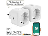 Luminea Home Control 2er-Set WLAN-Steckdosen, Apple-HomeKit-zertifiziert, Sprachsteuerung