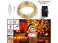 Luminea Home Control WLAN-Kupferdraht-Lichterkette mit 100 LEDs, 8 Modi, Timer, App, 10 m