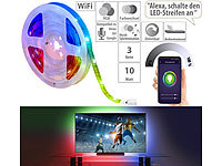 Luminea Home Control WLAN-RGB-LED-Streifen mit App und Sprachsteuerung, USB, 3 m; WLAN-USB-Stimmungsleuchten mit RGB + CCT-LEDs und App WLAN-USB-Stimmungsleuchten mit RGB + CCT-LEDs und App WLAN-USB-Stimmungsleuchten mit RGB + CCT-LEDs und App WLAN-USB-Stimmungsleuchten mit RGB + CCT-LEDs und App 