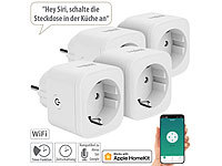 Luminea Home Control 4er-Set WLAN-Steckdosen, Apple-HomeKit-zertifiziert, Sprachsteuerung