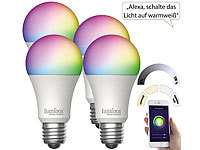 Luminea Home Control WLAN-LED-Lampen E27 RGBW, Alexa Birne