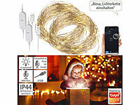 Luminea Home Control 2er Set WLAN-Kupferdraht-Lichterkette mit 100 LEDs, 8 Modi, App, 10 m