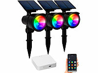 Lunartec 3er-Set RGB-CCT-LED-Spot mit Bluetooth,inkl.Gateway, Versandrückläufer