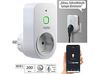 Luminea Home Control Smarte WLAN-Dimmer-Steckdose mit Phasenabschnittsdimmer bis 200 W, App