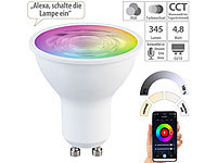 Luminea Home Control LED-Spot GU10, RGB-CCT, 4,8W (ersetzt 35W), 345 lm, ZigBee-kompatibel; WLAN-LED-Filament-Lampe E27 weiß 