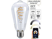 Luminea Home Control LED-Filament-Lampe E27, CCT, 4,5W (ersetzt 35W), ZigBee-kompatibel; WLAN-LED-Lampen E27 RGBW WLAN-LED-Lampen E27 RGBW 