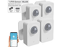Luminea Home Control 4er-Set ZigBee-PIR-Bewegungsmelder, 8 m Reichweite, App; WLAN-Tür & Fensteralarme WLAN-Tür & Fensteralarme 