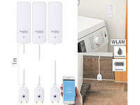 Luminea Home Control 3er-Set ZigBee-Wassermelder, ext. Sensor, 2 J. Batterielaufzeit, App; WLAN-Steckdosen mit Stromkosten-Messfunktion WLAN-Steckdosen mit Stromkosten-Messfunktion 