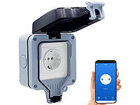 Luminea Home Control Outdoor Steckdose, WLAN Steckdose Outdoor