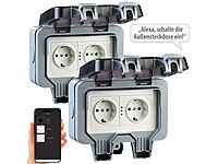 Luminea Home Control Outdoor Steckdosen, WLAN Steckdosen Zeitschaltuhr