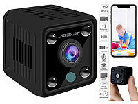 Somikon Mobile Akku-IP-Kamera, HD 720p, Bewegungserkennug, Nachtsicht, WLAN; Full-HD-Kugelschreiber-Kameras, Wasserdichte UHD-Action-Cams mit Webcam-Funktion 