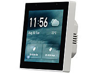 Luminea Home Control Einbau-Smarthome-Zentrale, 4"/10,2cm Touchscreen, WLAN, ZigBee-Gateway; WLAN-Steckdosen mit Stromkosten-Messfunktion 